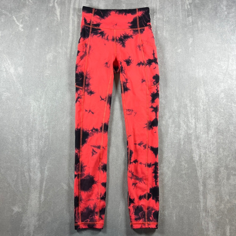 Lululemon Invigorate High-Rise‎ Tight 25" Tie Dye Carnation Red Black Size 2